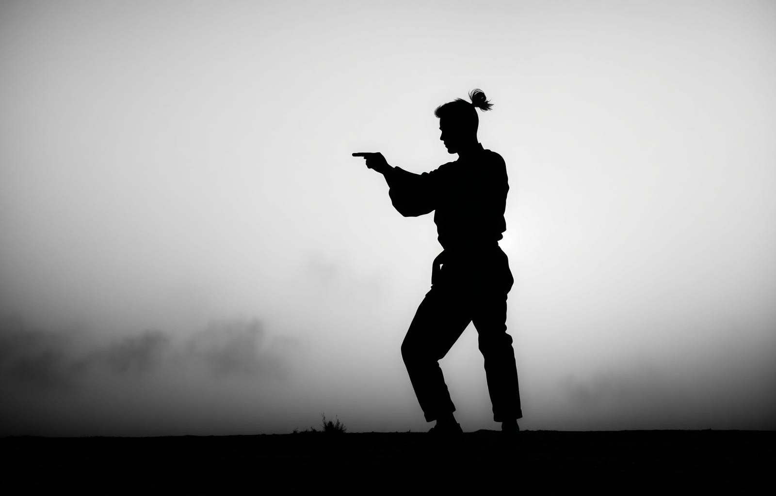 Discipline at sunrise, martial arts training